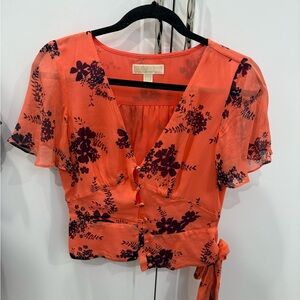 Michael Kors Orange Floral Blouse